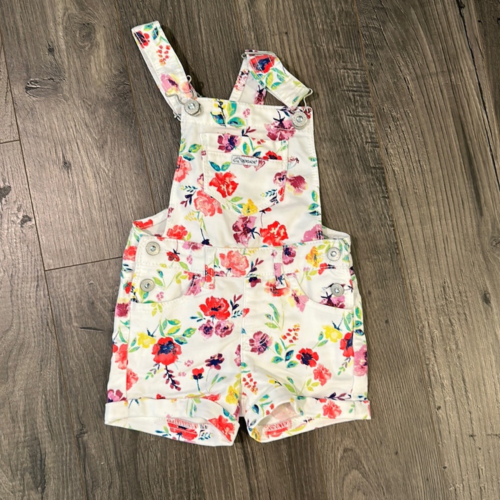 White overalls with color flowers